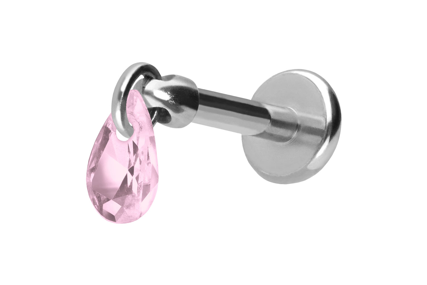 Titan Labret Piercing mit Push Fit KRISTALLTROPFEN